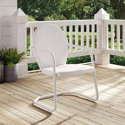 Crosley Furniture Griffith Outdoor Chair, Retro Metal Patio Chairs for Dining, Porch, Deck, Balcony, White