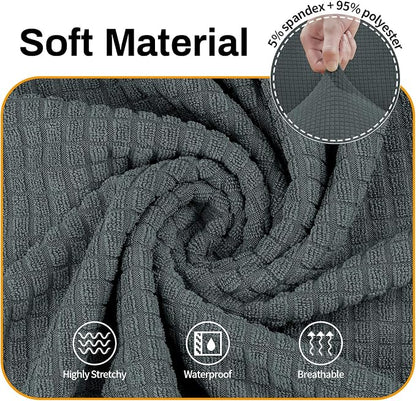 Asnomy Stretch Couch Covers for Sofa Washable, 3 Cushion Couch,Gray | 1-Piece Sofa Covers(78"-94") 3-Seater Furniture Protector Soft Jacquard,Non-Slip Elastic Bottom For Dogs & Kids