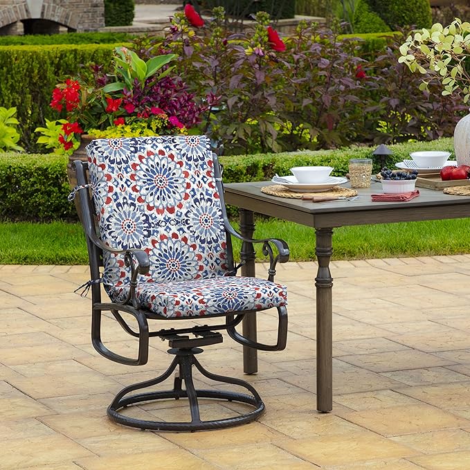 Arden 4-Pack Outdoor Patio Dining Chair Cushion, 20x44, Rain-Proof Seat Pad, Fade-Resistant Outdoor Cushion Clark Blue