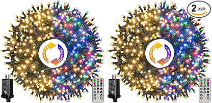 Ollny Christmas Lights, 210FT 640LED Color Changing Christmas Tree Lights with 11 Modes Remote Control, Outdoor Christmas Lights for Outside Indoor Patio Weddings Xmas Decorations (Pack of 2)