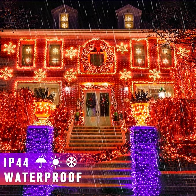 JMEXSUSS 250 LED Orange to Purple Christmas String Lights Indoor Outdoor Waterproof for Garden Patio Party Halloween Christmas Decorations