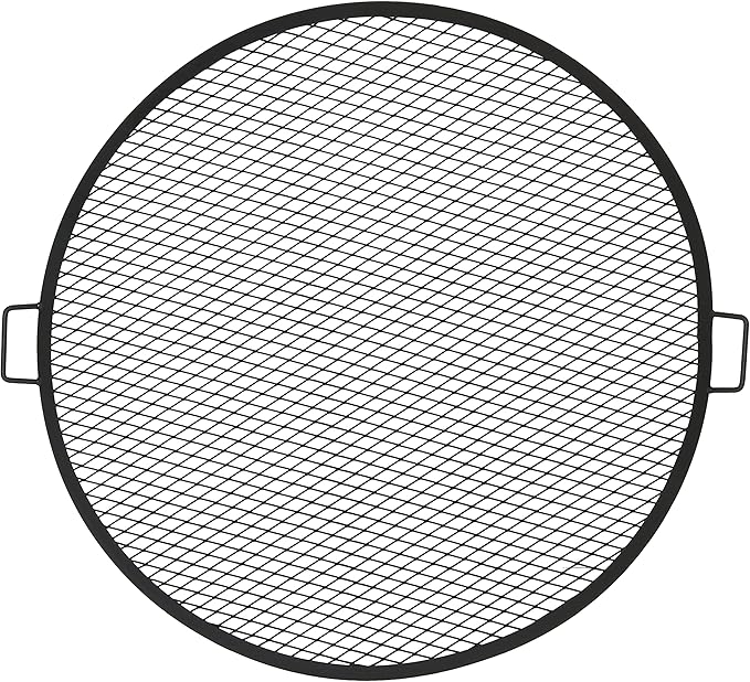 Sunnydaze X-Marks Outdoor Fire Pit Grill Grate for Cooking - Round Fire Pit Grate - Steel Campfire BBQ Grill with Handles - 37.5-Inch