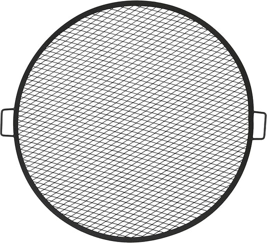 Sunnydaze X-Marks Outdoor Fire Pit Grill Grate for Cooking - Round Fire Pit Grate - Steel Campfire BBQ Grill with Handles - 37.5-Inch