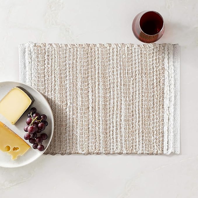Hausattire Woven Table Placemats Set of 4 - Natural, Jute Boho Outdoor Table Mats for Kitchen Dining Coffee Table | Easy Clean Farmhouse Easter Placemat for Wedding,Party, Restaurants - 13x19 Inches