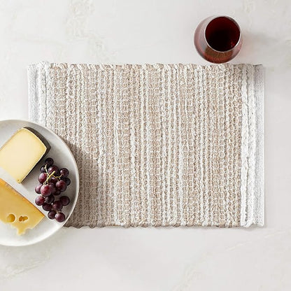 Hausattire Woven Table Placemats Set of 4 - Natural, Jute Boho Outdoor Table Mats for Kitchen Dining Coffee Table | Easy Clean Farmhouse Easter Placemat for Wedding,Party, Restaurants - 13x19 Inches
