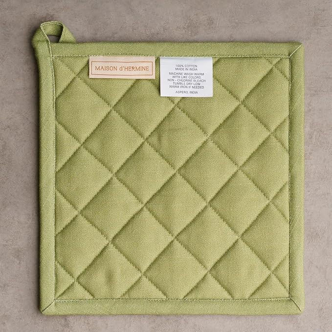 Maison d' Hermine Pot Holders 100% Cotton Potholders (8" x 8", Pack of 2) | Heat Resistant Hot Pads with Loop BBQ Cooking Baking Hotel Kitchen Handling Hot Pans Thanksgiving Christmas - Mountain Life