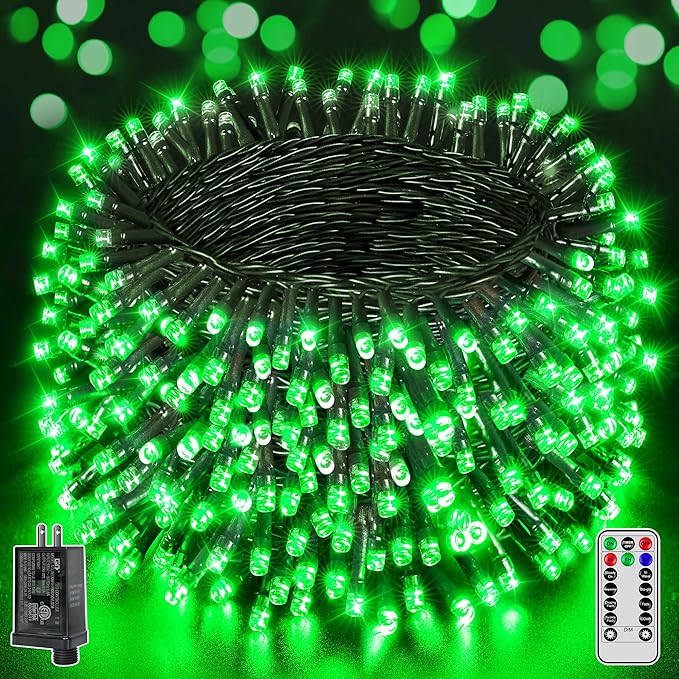 BrightChristmas 500 LED 164 FT Christmas Lights, Waterproof Outdoor String Lights with Remote and Timer, Christmas Tree Lights with 8 Modes Dimmable, Fairy Lights for Holiday Decor (Green)
