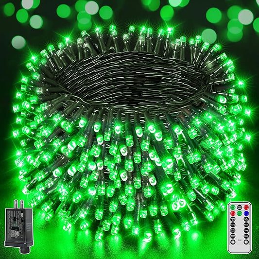 BrightChristmas 500 LED 164 FT Christmas Lights, Waterproof Outdoor String Lights with Remote and Timer, Christmas Tree Lights with 8 Modes Dimmable, Fairy Lights for Holiday Decor (Green)