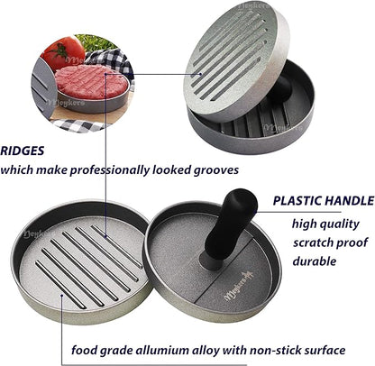 Meykers Burger Press 100 Patty Papers Set | Non-Stick Hamburger Press Patty Maker Mold with Free Wax Paper Sheets | Meat Beef Cheese Veggie Burger Maker for Grill Griddle BBQ Barbecue | BPA Free