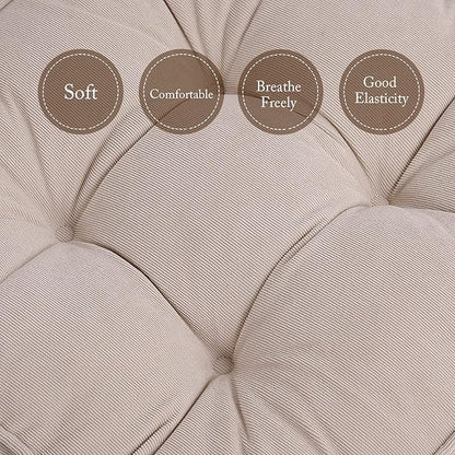 Tiita Patio Chair Pads Cushions 18x18 Inch Square Floor Pillows Pad for Outdoor Kitchen Dining Chairs with Ties Set of 2 (Beige, 2 Count (Pack of 1))