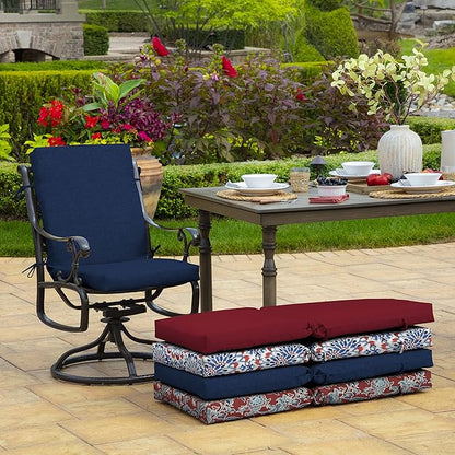 Arden 2-Pack Outdoor Patio Dining Chair Cushion, 20x44, Rain-Proof Seat Pad, Fade-Resistant Outdoor Cushion Sapphire Blue Leala