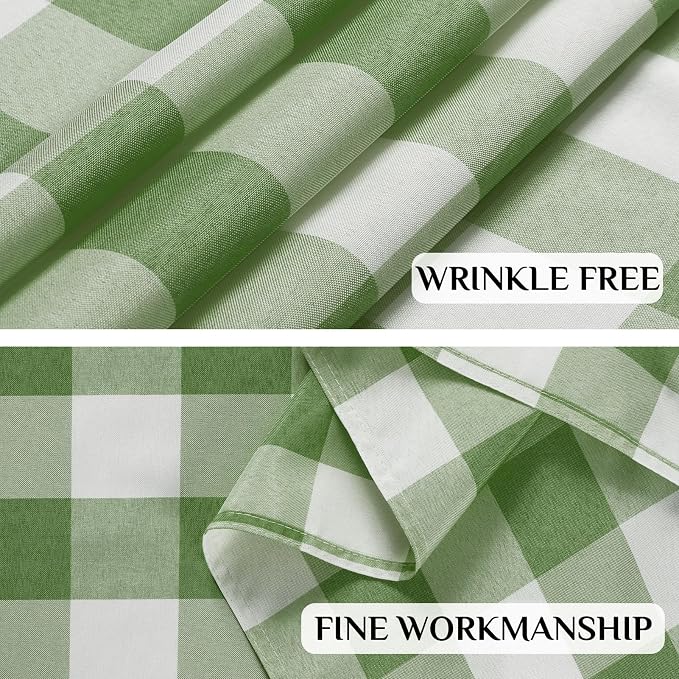 Softalker Gingham Checkered Tablecloth Rectangle - Outdoor Waterproof Buffalo Plaid Table Cloth, Stain Resistant Washable Table Cover for Picnic, Camping, Dining - Sage and White, 60 x 102 Inch