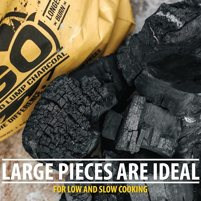 FOGO Premium Hardwood Lump Charcoal, Natural, Large Sized Lump Charcoal for Grilling and Smoking, Restaurant Quality, 17.6 Pound Bag, 2-Pack