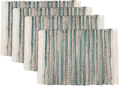 Hausattire Woven Table Placemats Set of 4 - Teal, Jute Boho Outdoor Table Mats for Kitchen Dining Decoration | Heat Resistant Farmhouse Rustic Dinner Spring Easter Placemat - 13x19 Inch