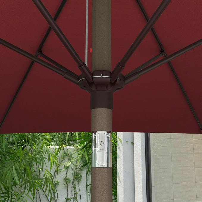 Sunline 7.5 ft Patio Umbrella with Crank & Push Button Tilt, Outdoor Market Umbrella with UV Protection & Wind Vent and Fiberglass Ribs, Metal Frame for Deck, Pool & Table, Brick