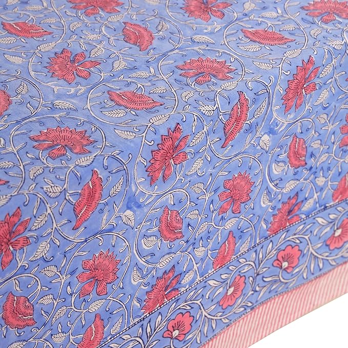 100% Cotton Hand Block Printed, Tablecloth for Kitchen, Dining, Table Cover for Parties, Chritmas, Weddings, Barbecues and Summer picnics Table Cloth
