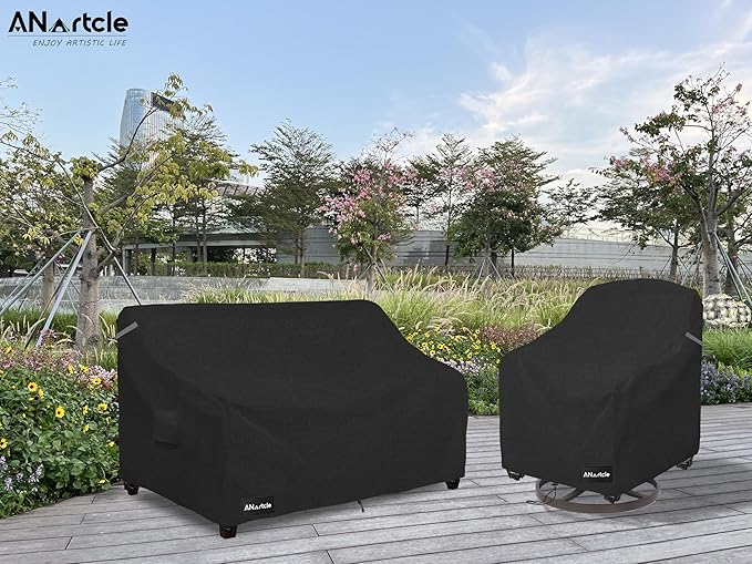 ANartcle 3-Seater Patio Sofa Cover,76W x 32.5D x 33H Inches Outdoor Couch Cover,100% Waterproof Heavy Duty Patio Sofa Covers,Patio Furniture Covers,Black