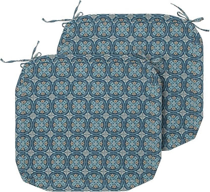 Magpie Fabrics Indoor Outdoor Cushion Cover Replacement 2 Pack, NO Insert! Water Repellent Slipcover with Ties Decor for Patio Garden Chair Seat Sofa Bench Wicker(Morgan Medal Blue, 20x18x4 Inch)