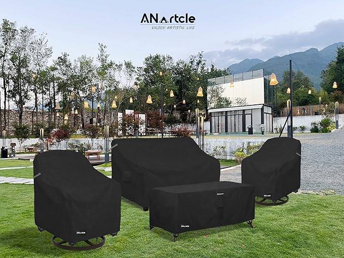 ANartcle 3-Seater Patio Sofa Cover,85W x 37D x 35H Inches Outdoor Couch Cover,100% Waterproof Heavy Duty Patio Sofa Covers,Patio Furniture Covers,Black