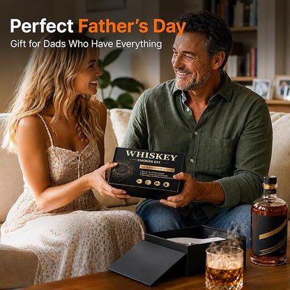 Electric Whiskey Smoker Kit with Led Lights, No Butane Needed, Cocktail Old Fashioned Bourbon Drink Smoker Kit, 6 Flavors Natural Wood Chips, Bourbon Whiskey Gifts for Men, Dad, Husband