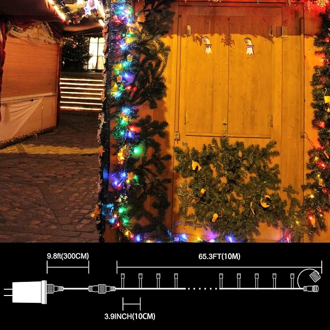100LED 33FT Multicolor Christmas Mini String Lights,Plug in Waterproof Connectable LED Fairy Lights,Indoor & Outdoor Christmas Tree Lights for Home Party Garden Yard Bedroom Decor