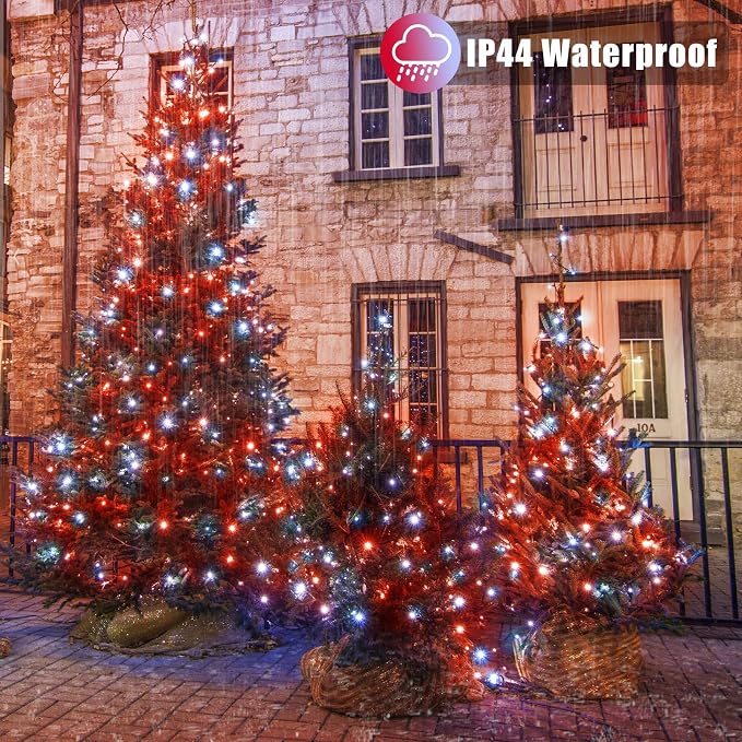 500 LED Christmas Lights Outdoor - 165ft Christmas String Lights 8 Modes Plug in Waterproof Twinkle Fairy Light with Timer Memory for Indoor Outside Bedroom Home Party Decoration, Red&White
