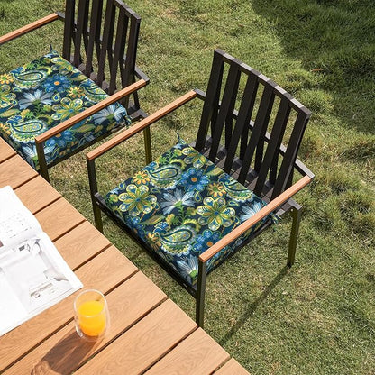 DYTXIII Set of 2 Outdoor Chair Cushions, Water Resistant 18.5"x16"x2" Square Seat Cushion for Patio Dining Chairs, High-Density Replacement Pads for Indoor Outdoor Furniture - Flower Child