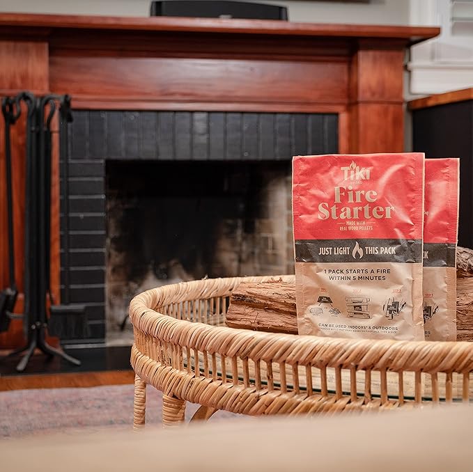 Tiki Fire Starter 10-Pack – Easy-to-Use Wood Pellet Fire Starters for Smokeless Outdoor Fire Pits & Indoor Fireplaces, Quick Lighting for Smokeless Fires, Ideal for Camping, Backyard, and Fireplaces