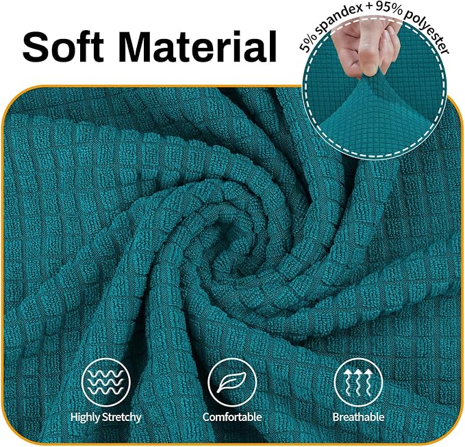 Asnomy Stretch Couch Covers Washable,loveseat Cover Slipcovers,Peacock Blue | 1-Piece Sofa Cover(55"-78") loveseat cover Furniture Protector Soft Jacquard,Non-Slip Elastic Bottom for Dogs & Kids