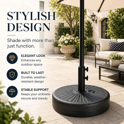 20 Inch 50 Lbs Fillable Heavy Duty Umbrella Base, Stable Outdoor Stand, Durable Holder for Lawn Patio Deck and Poolside Parasols, Black50