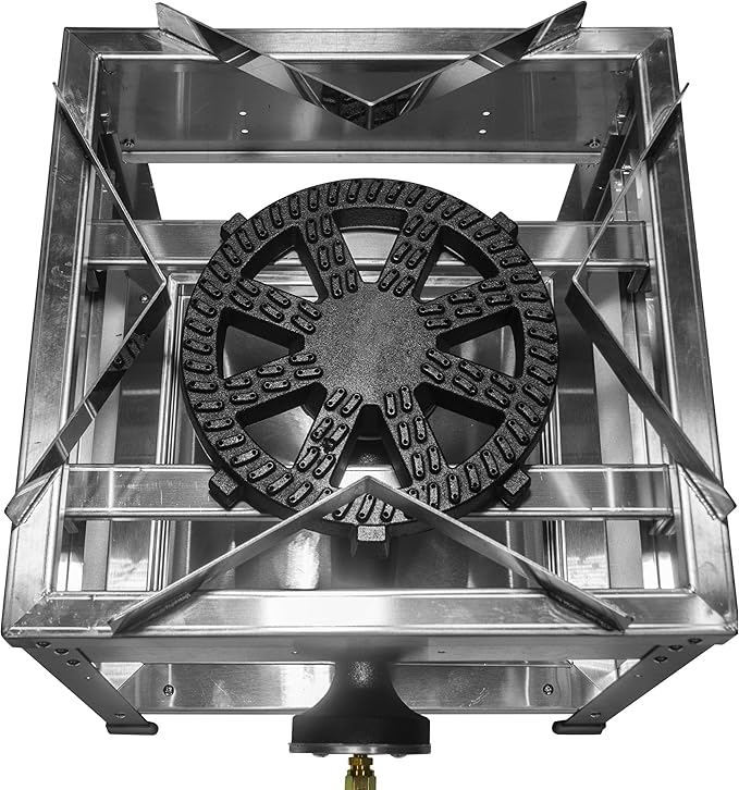 Stainless Steel Single Propane Burner – Outdoor Gas Cooker with 20 PSI Regulator, 200,000 BTU High-Power Portable Propane Stove for Outdoor Cooking, Turkey Frying, Seafood Boiling & More
