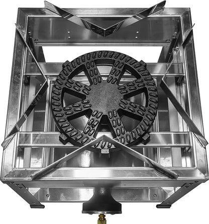 Stainless Steel Single Propane Burner – Outdoor Gas Cooker with 20 PSI Regulator, 200,000 BTU High-Power Portable Propane Stove for Outdoor Cooking, Turkey Frying, Seafood Boiling & More