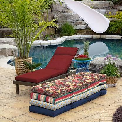 Arden Outdoor Chaise Cushion, 22 x 77, Rain-Proof, Fade Resistant Ruby Red Leala | Lounge Cushion, Rain-Proof, Fade Resistant, Mold and Mildew Resistant