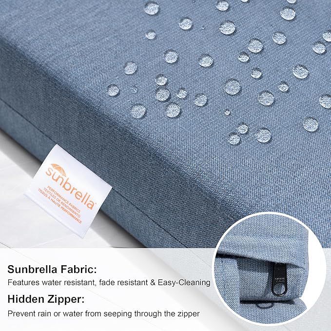 Crestlive Products Sunbrella Chaise Lounge Cushions Outdoor, Fade Resistant Water Resistant Lounge Chair Cushion, 72''L x 21''W, Denim Blue