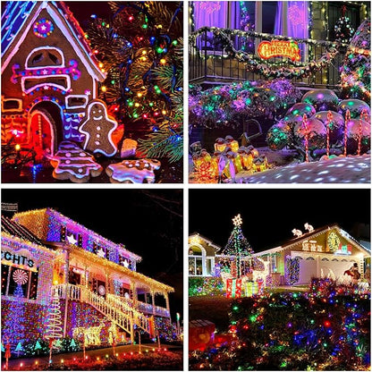 JMEXSUSS 200 LED Multicolor Christmas Lights, 66ft String Lights Plug in | Connectable, Waterproof, 8 Modes, indoor Outdoor Use, Green Wire Tree Lights for Christmas, Porch, Fence, House Decorations