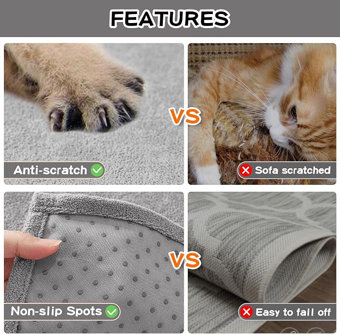 MEETSKY Couch Cover for 3 Cushion Sofa,Cat Scratch Proof Couch Protector Washable Sofa Covers Sectional Couch Covers for Dogs Soft L Shape Sofa Slipcover for Pets Kids, 91" x134”,Light Grey