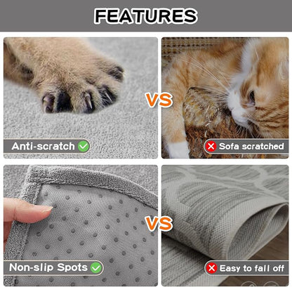 MEETSKY Couch Cover for 3 Cushion Sofa,Cat Scratch Proof Couch Protector Washable Sofa Covers Sectional Couch Covers for Dogs Soft L Shape Sofa Slipcover for Pets Kids, 91" x134”,Light Grey