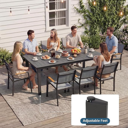 FansaFurn Patio Furniture Set with 121" Extendable Dining Table, Patio Table Set for 4–12 People, All-Weather Aluminum Outdoor Furniture, Outdoor Dining Set for Backyard, Porch, and Garde, Grey