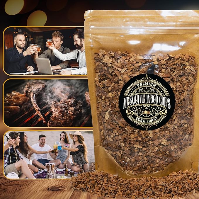 Mesquite Wood Chips for Cocktail Smoker; Smoked Whiskey/Bourbon/Old Fashioned Drinks - Fine Sawdust Shavings for Cocktail Smoking Guns, Smoke Box, BBQ - 5oz Gift Bag & Spoon By G&J's Finest