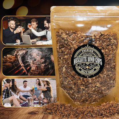 Mesquite Wood Chips for Cocktail Smoker; Smoked Whiskey/Bourbon/Old Fashioned Drinks - Fine Sawdust Shavings for Cocktail Smoking Guns, Smoke Box, BBQ - 5oz Gift Bag & Spoon By G&J's Finest