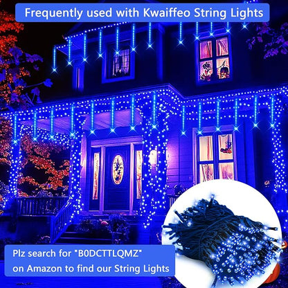 Blue Icicle Lights for Outside, 40-Tube Meteor Shower Lights for Chrismtas | Equal to 5 Sets of 8-Tubes, Waterproof Large Meteor Light for Xmas Halloween Yard Lawn Outdoor Decorations, UL Plug