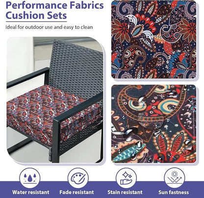 IPYNBAP Outdoor Chair Cushions Set of 4 -Waterproof Outdoor Seat Cushions for Patio Furniture, Patio Chair Cushion with Handle and Ties, Out Door Chair Pads,17x16x2-Square, Artistic Floral