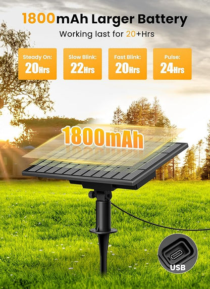Brightown 38FT 16LED Solar String Lights Outdoor with Remote & USB Port, Shatterproof Bulbs, Dimmable & Timable, 3 Modes, Patio Lights Solar Powered with Mount Clips for Camping Backyard Garden Decor