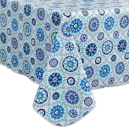 Heavy Duty Vinyl Tablecloth with Flannel Backing Waterproof Oil-Proof Plastic Table Cloth Stain-Resistant Wipeable Rectangle or Square Table Cover for Indoor and Outdoor (Floral Vine,60x84 Inch)