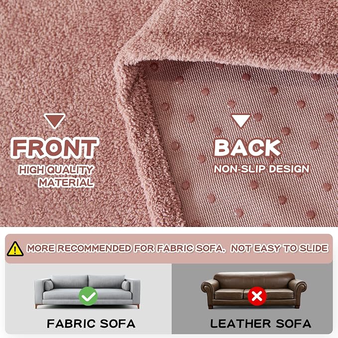 MYSKY HOME Pink Sofa Cover, Couch Covers for Pet Couch Cover Reclining Couch Covers, Covers for 3 Cushion Couch, Thick Durable Washable Sofa Covers for Furniture Couch Cover, 91" x 134"
