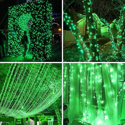 kemooie 500 LED Green St. Patrick's Day Lights, 164 FT Waterproof Fairy String Lights with 8 Modes & Memory Function, Plug in Outdoor String Light for Xmas Garden Balcony St. Patrick's Day Decor