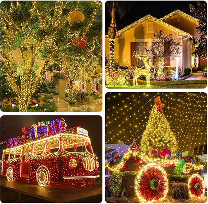KNONEW 403FT 1000 LED Christmas Lights Outdoor String Lights 8 Modes & Timer Fairy Light Plug in Waterproof LED String Lights for Xmas Yard Tree Wedding Party Holiday Decorations (Warm White)