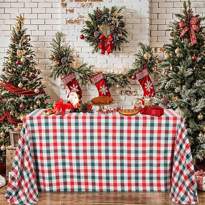 B-COOL Checkered Plaid Tablecloth Christmas Fabric - Rectangle 56x84 Inches Classic Gingham Buffalo Plaid Table Cloth for Indoor Outdoor Use Washable Table Cover for Kitchen BBQs Parties