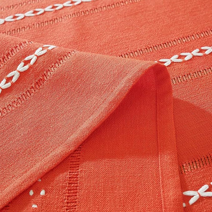Chassic Farmhouse Style Linen tablecloths, Wrinkle Resistant Washable Dining Room Table Cloths for Small Rectangle Tables - 54 x 72 inches, Hemstitch Maple Orange