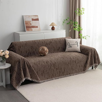 MYSKY HOME Couch Covers for 2 Cushion Couch Sofa, Chenille L Shape Sectional Couch Cover - Pet-Friendly, Machine Washable, Non-Slip Sofa Protector for Dogs, Kids, 71"x118", Deep Chocolate